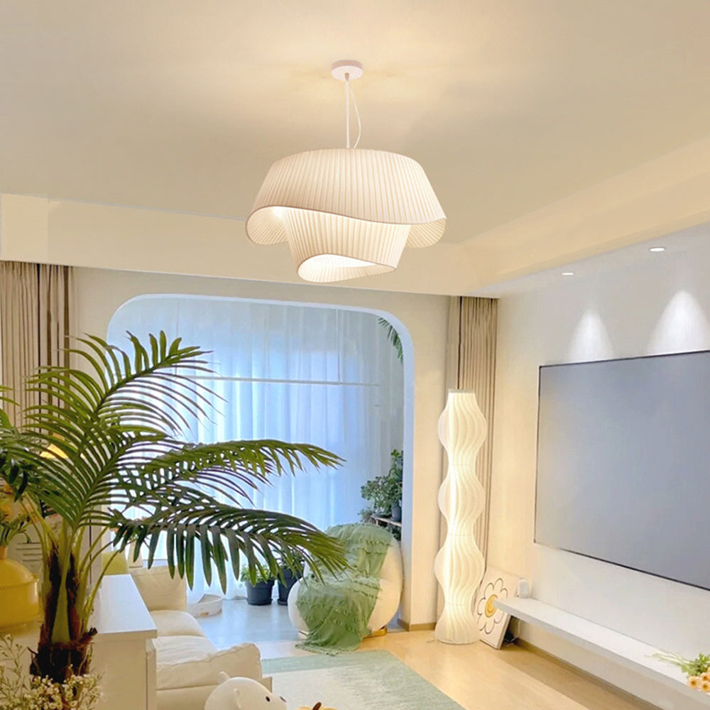 Ritta Modern LED Pendelleuchte WeißEsstisch/Wohn/Schlafzimmer änderbarStoff Durchmesser 50/60cm
