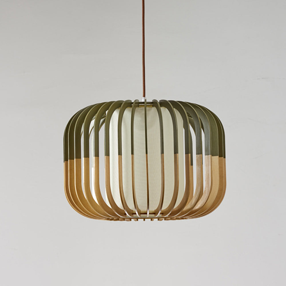 Muto Moderne LED Pendelleuchte Schlaf/Wohnzimmer Gold Holz/Stoff