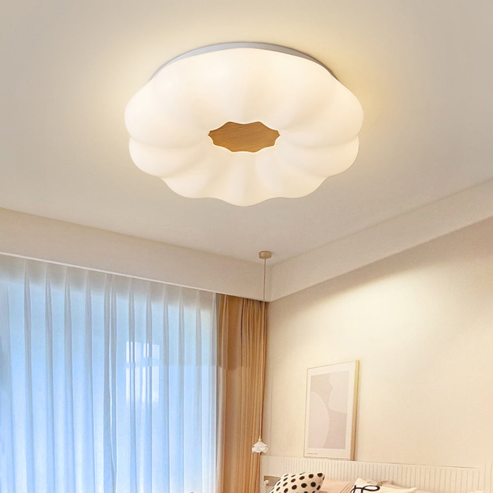 Muto Deckenleuchte Blume Schlafzimmer, Weiß, Holz Acryl
