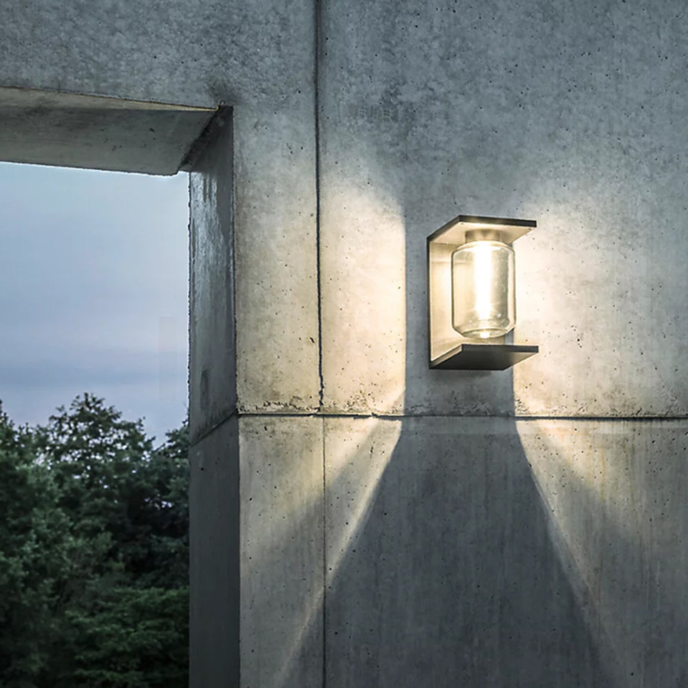 Ray Modern Rectangular Laterne LED Außenleuchte Schwarz/Grau Metall/GLetslightingr