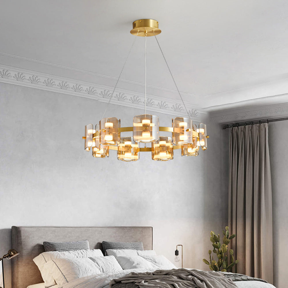 Arisha Pendelleuchte Flammig 9/12/15 , Metall, Schwarz/Gold, Schlafzimmer/Esszimmr