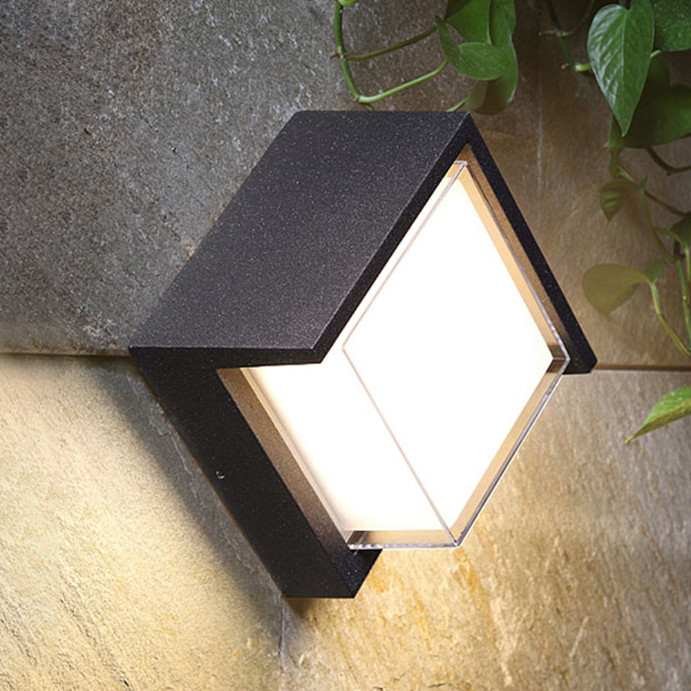 Ray Moderne runde/rechteckige LED Außenwandleuchte Schwarz Terrasse/GartenMetall/Acryl 2 Stile 16/17CM Lang
