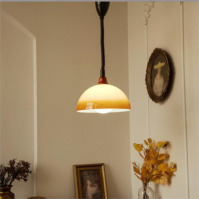 Valentina Retro Rund LED Pendelleuchte Braun Glas Ess Schlafzimmer