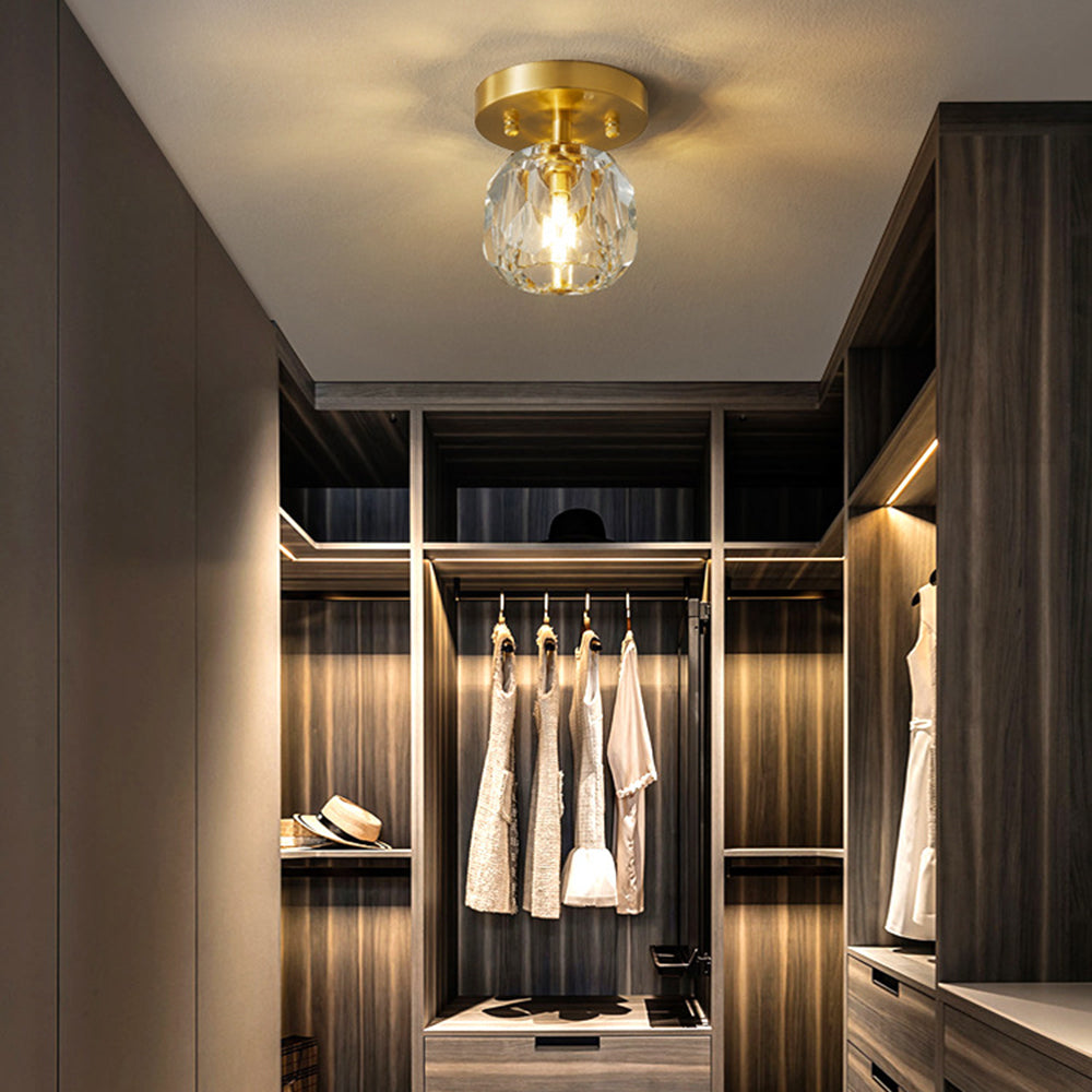 Kristy Modern LED Deckenleuchte Gold Schlaf/Wohnzimmer Flur Kupfer Kristall S/L