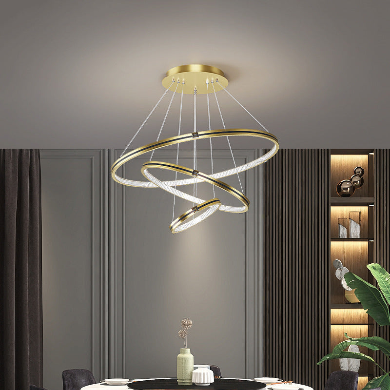 Arisha Pendelleuchte, Kreise,LED, Metall, Esszimmer, Schwarz/Gold