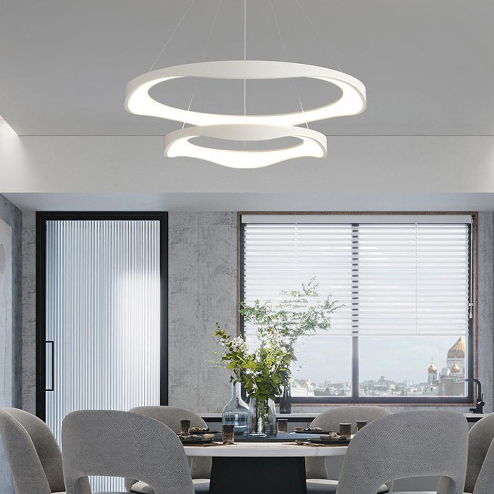 Arisha Modern LED Pendelleuchte Ring Esstisch, Schwarz/Weiß, Metall Acryl