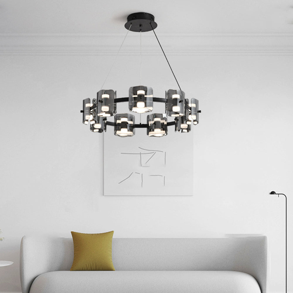 Arisha Pendelleuchte Flammig 9/12/15 , Metall, Schwarz/Gold, Schlafzimmer/Esszimmr