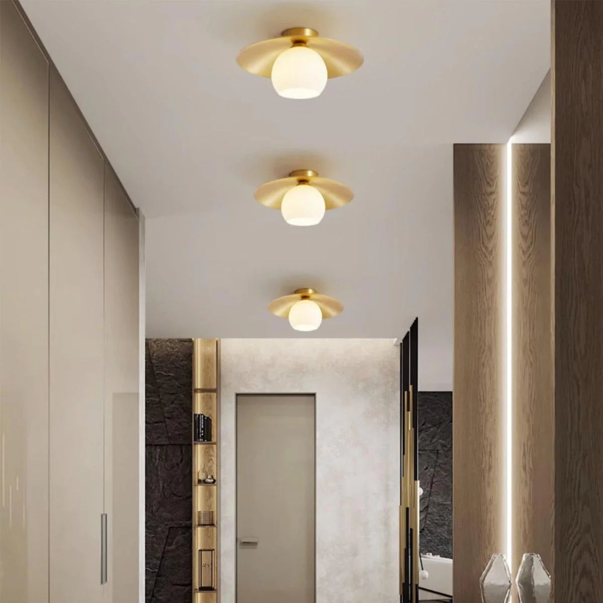 Arisha Modern LED Deckenleuchte Metall Glas Flur Wohnzimmer Küche