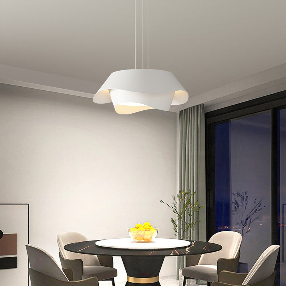 Arisha Design LED Pendel/Denkenleuchte Weiß Plissee Geometrisch Küche/Wohnzimmer