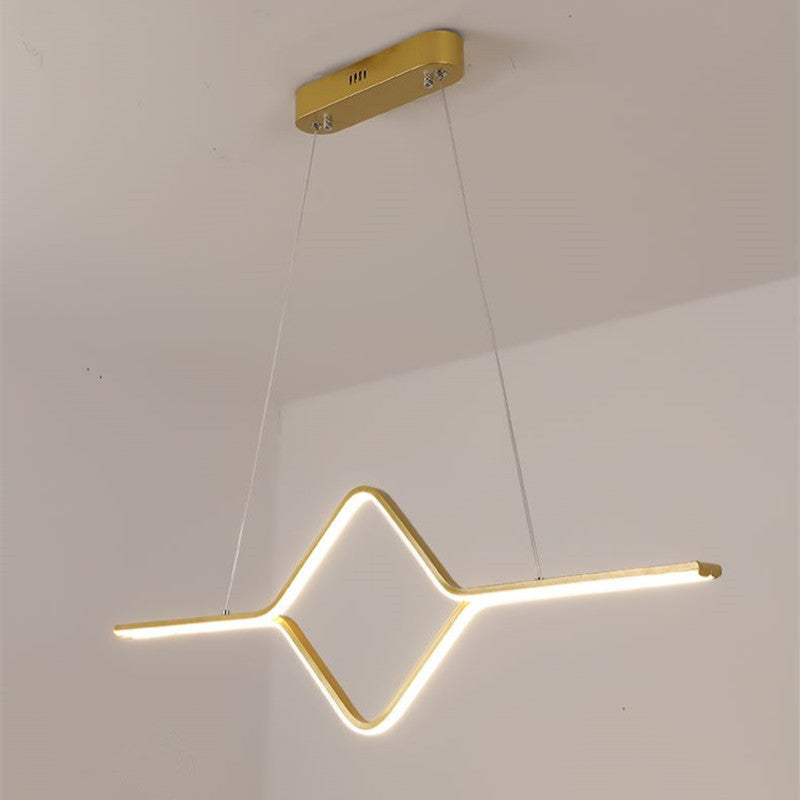 Arisha Pendelleuchten, Linear Quadrat, Schwarz/Gold, LED, Schlafzimmer