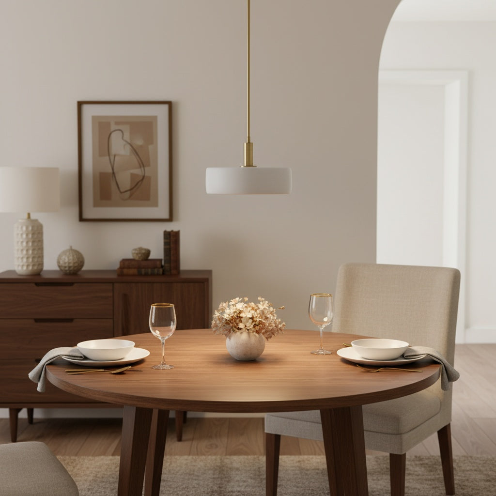 Elfenbein-Porzellan-Pendelleuchte, Metallakzente