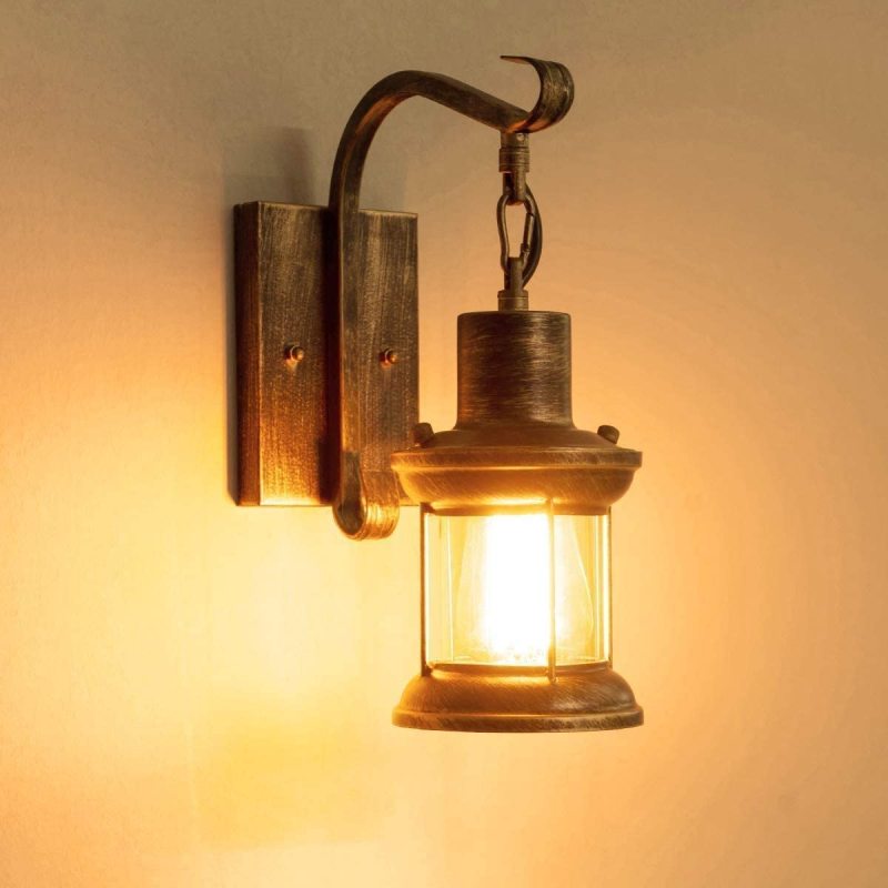 Silva Industrielle Retro Wandleuchte Schwarz/Bronze Innen Metall/Glas