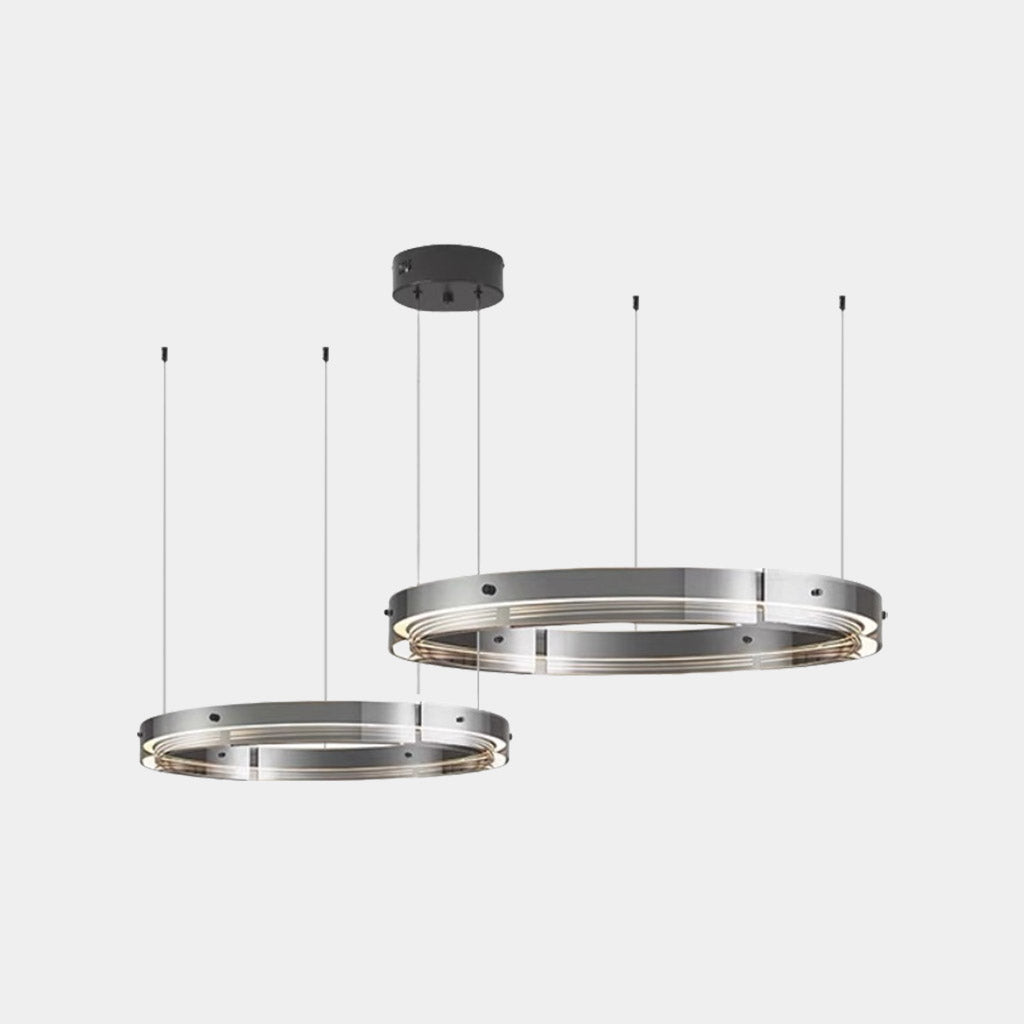 Kronleuchter Modern Kupfer Glasring LED Dimmbar, Schwarz