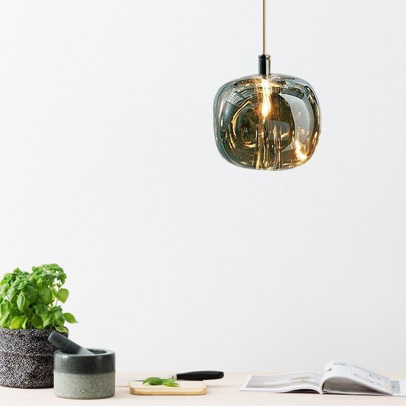 Valentina Modern Kugel LED Pendelleuchte Bernstein/Klar/Rauchgrau Esszimmer Glas