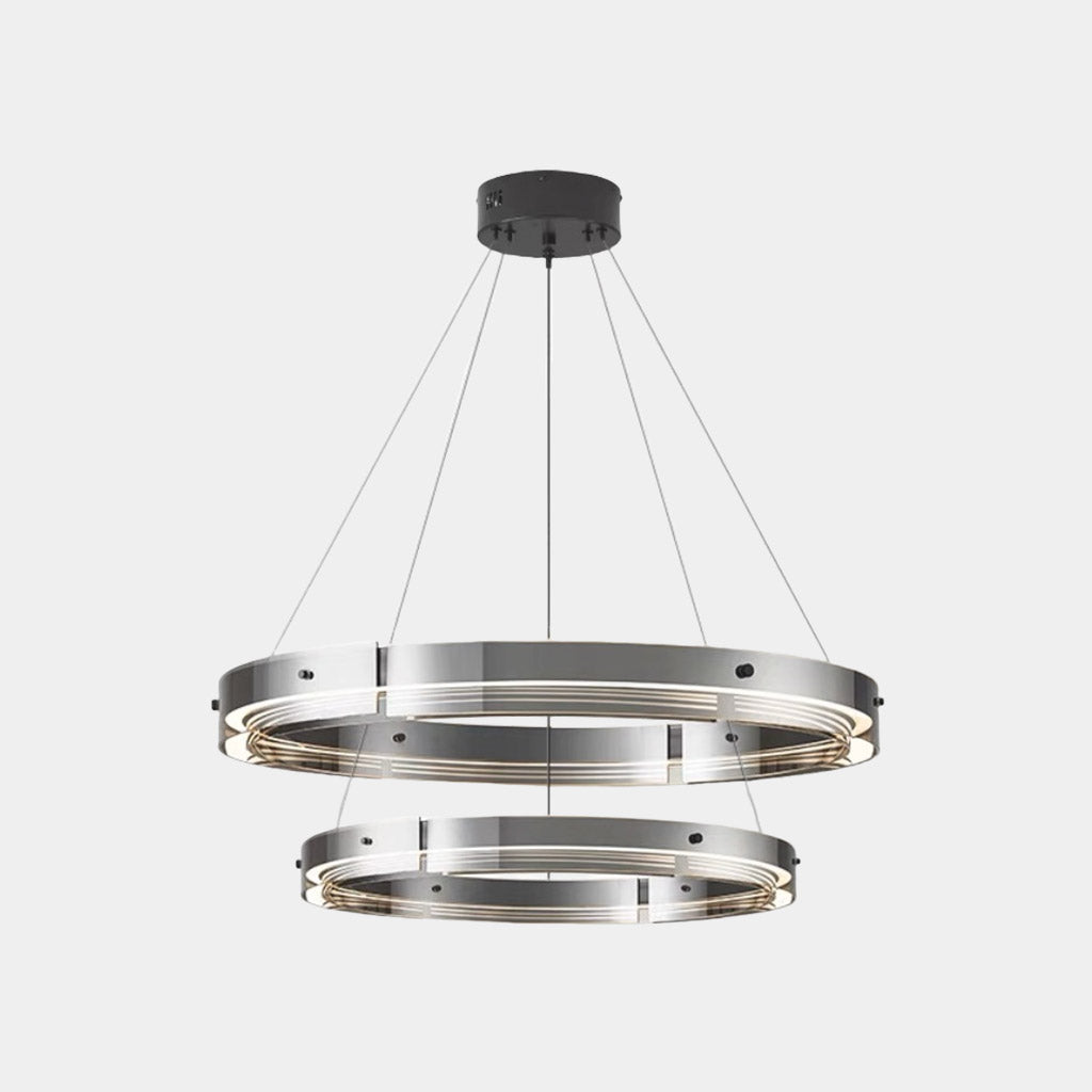 Kronleuchter Modern Kupfer Glasring LED Dimmbar, Schwarz