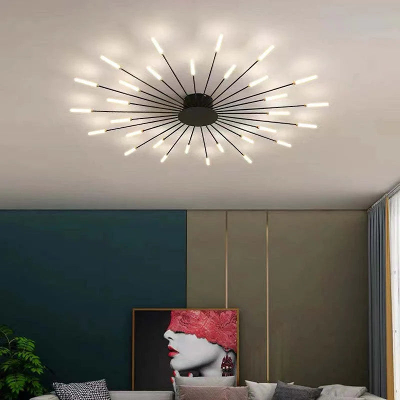 Lowry Industrial LED Deckenleuchte Schwarz/Gold Wohnzimmer Metall