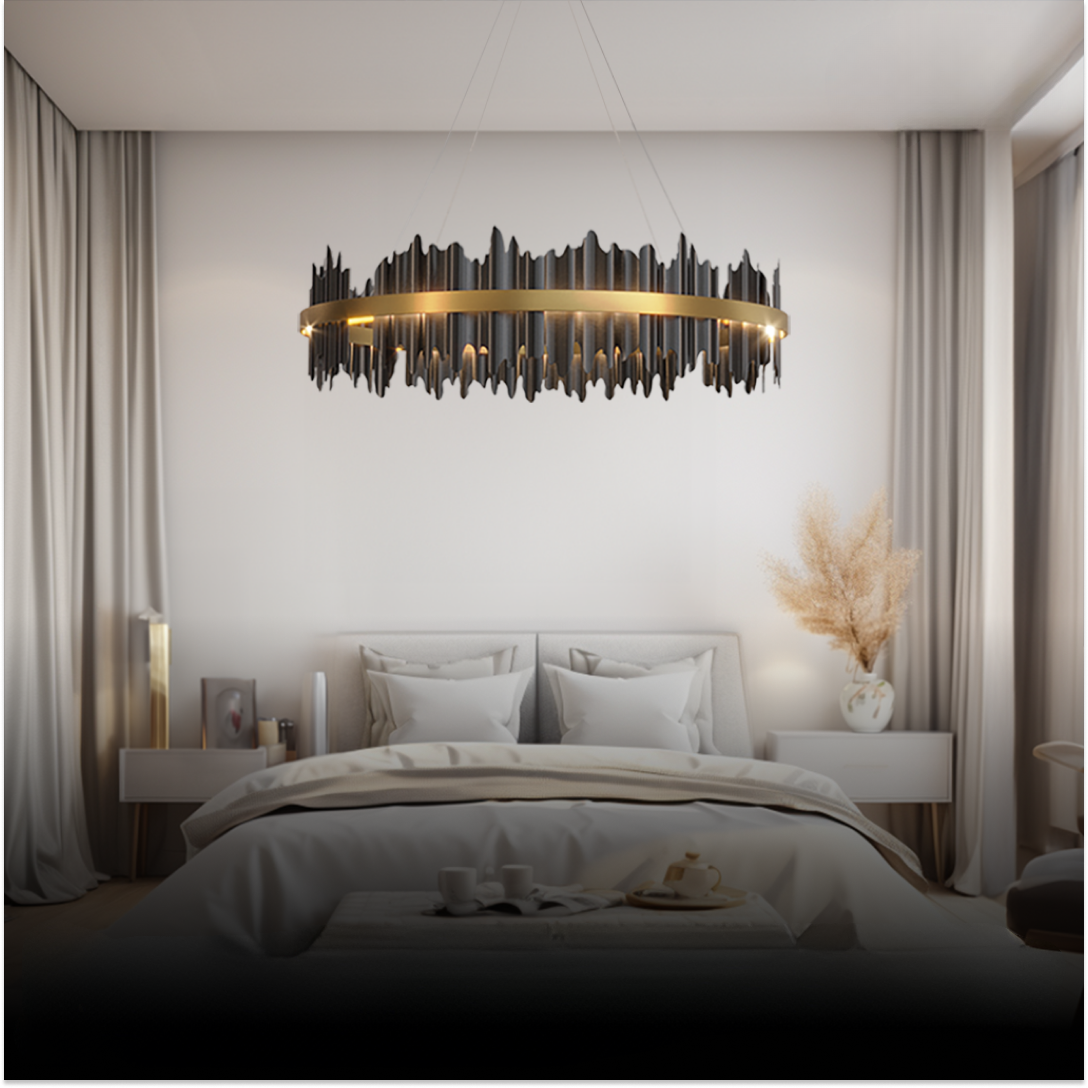 Kristy Industrial LED Kronleuchter Gold Metall Schalf/Wohnzimmer-Letslighting
