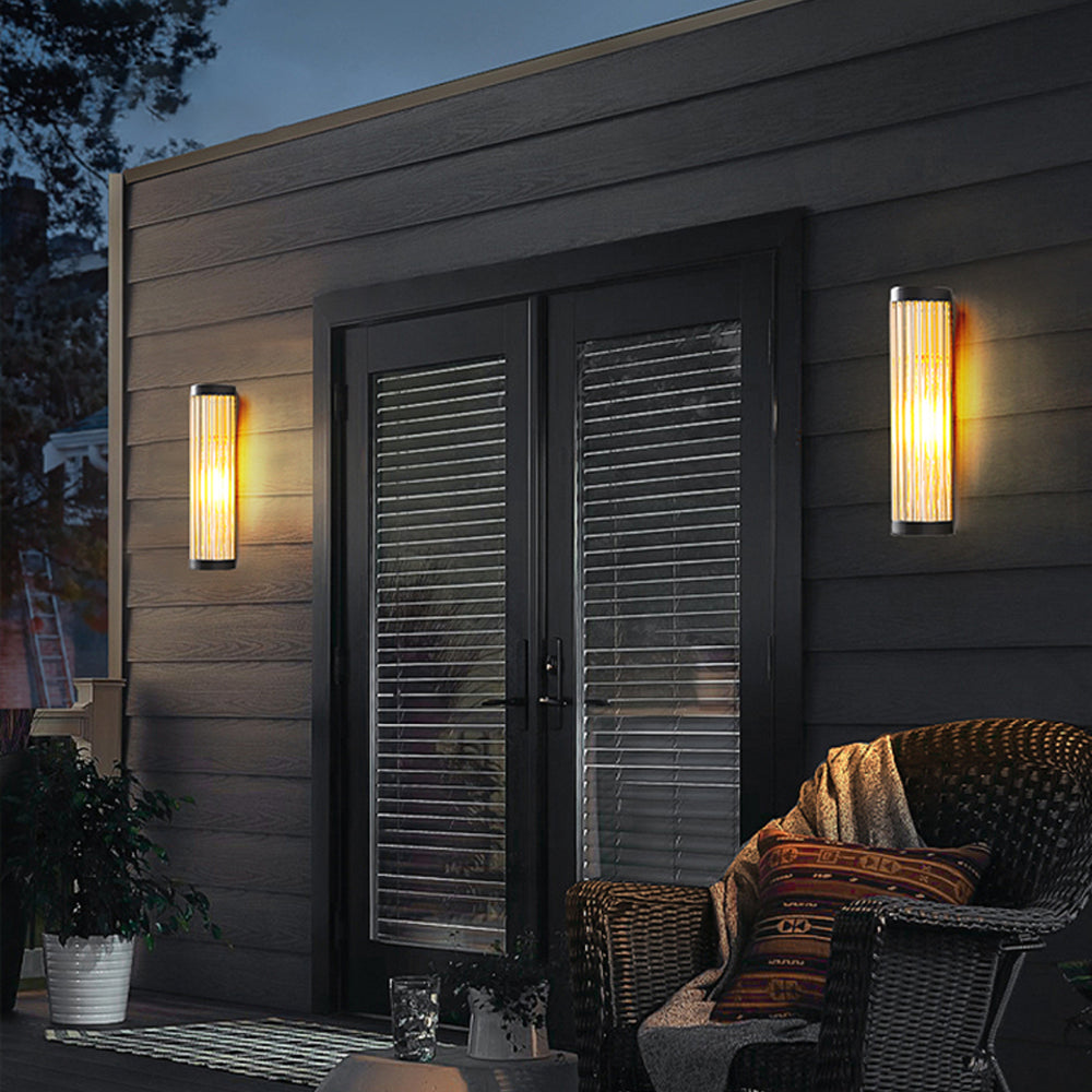 Ray Modern Halbkreisförmig LED AußenwandleuchteSchwarz Garten Metall Glas