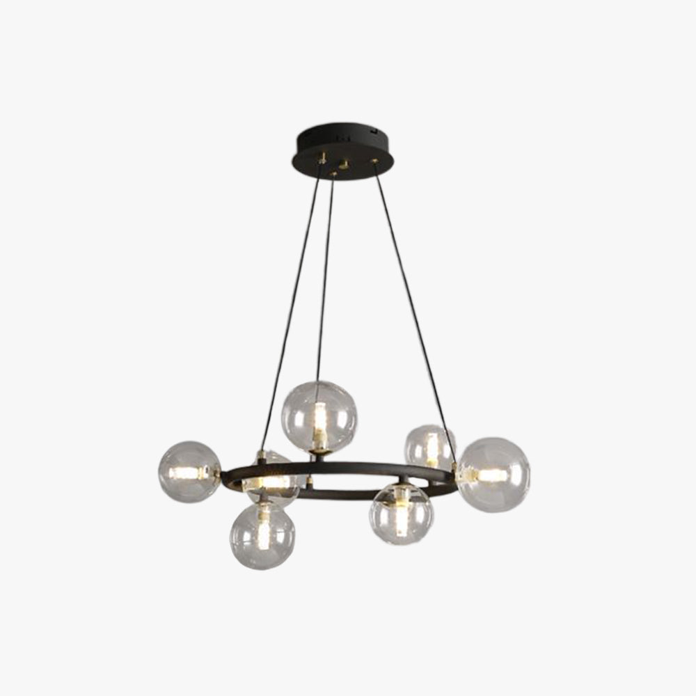 Valentina Modern Glaskugel LED Kronleuchter Gold/Schwarz Esstisch/Wohnzimmer Metall mit 3 größrn