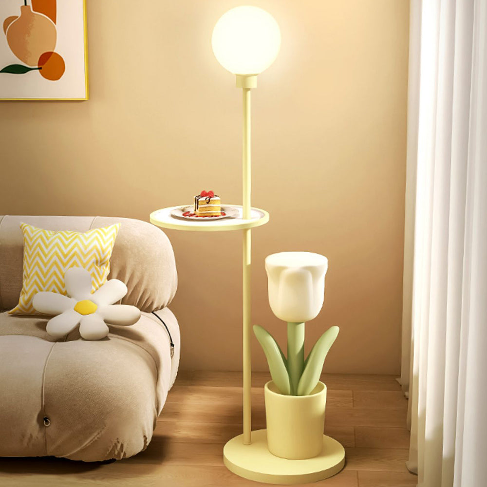 Arisha Modern Blume LED Stehlampe Gelb Wohn/Schlaf/Kinderzimmer Metall