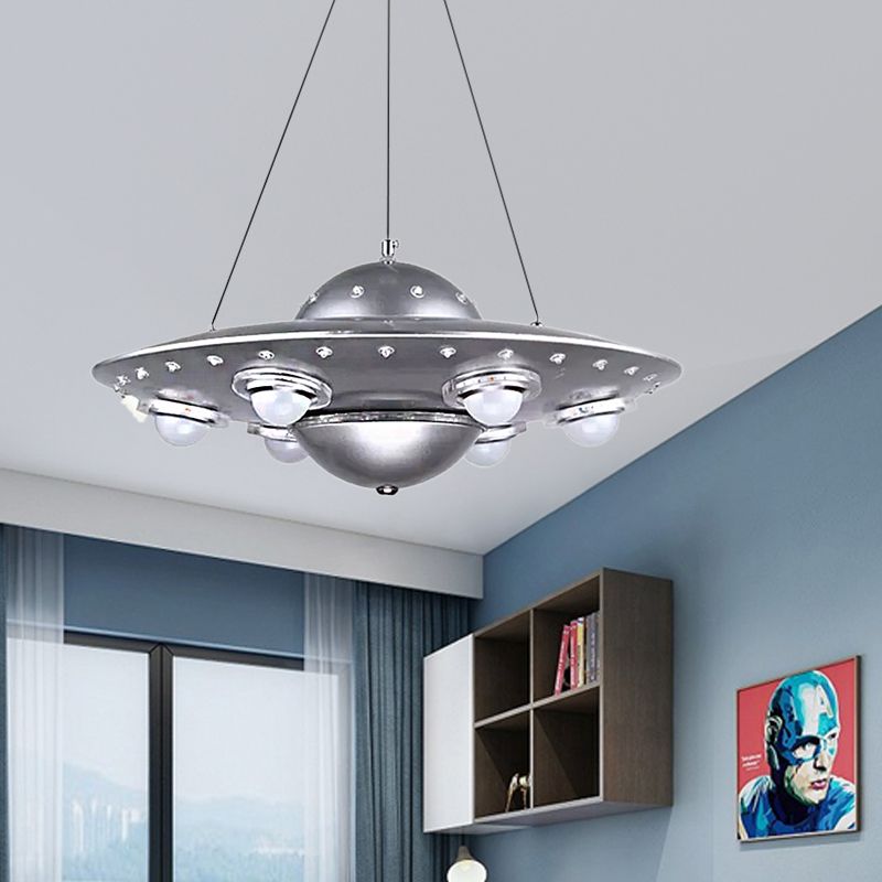 Silva Design UFO LED Pendelleuchte Silber Schlaf/Kinderzimmer Metall&Glas ∅ 50CM