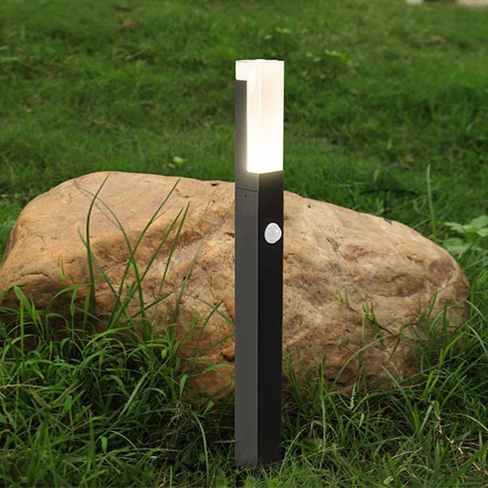 Ray Modern LED Außen-Wegeleuchte mit Sensor Schwarz Garten Aluminium Acryl