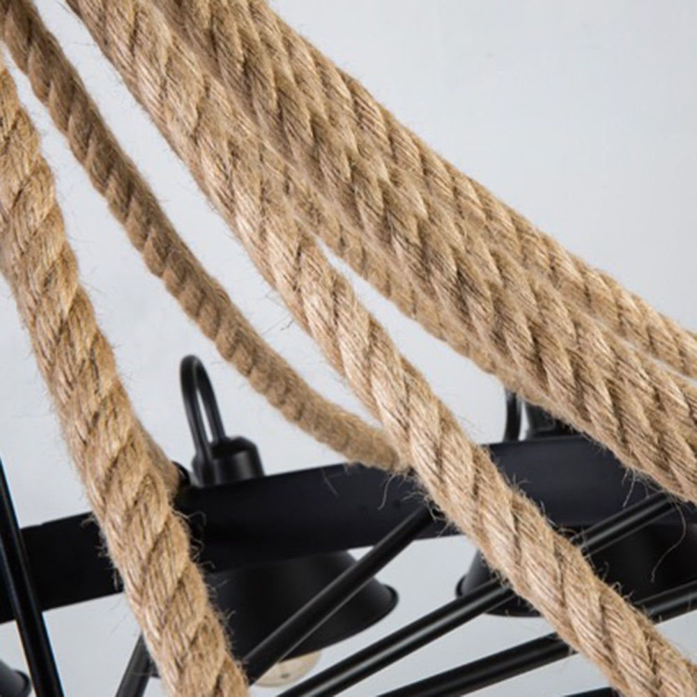 Epoch Vintage Industrial Rope LED Kronleuchter Schwarz Wohn/Schlafzimmer