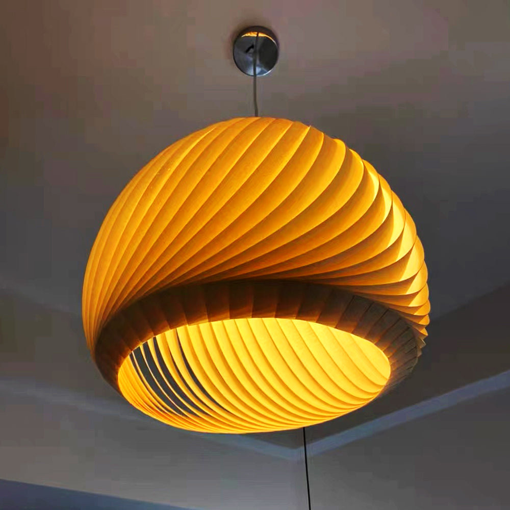 Muto Vintage Kugel LED Pendelleuchte 40/50cm Holz&Braun Esstisch/Schlaf/Wohnzimmer MetallDurchmesser