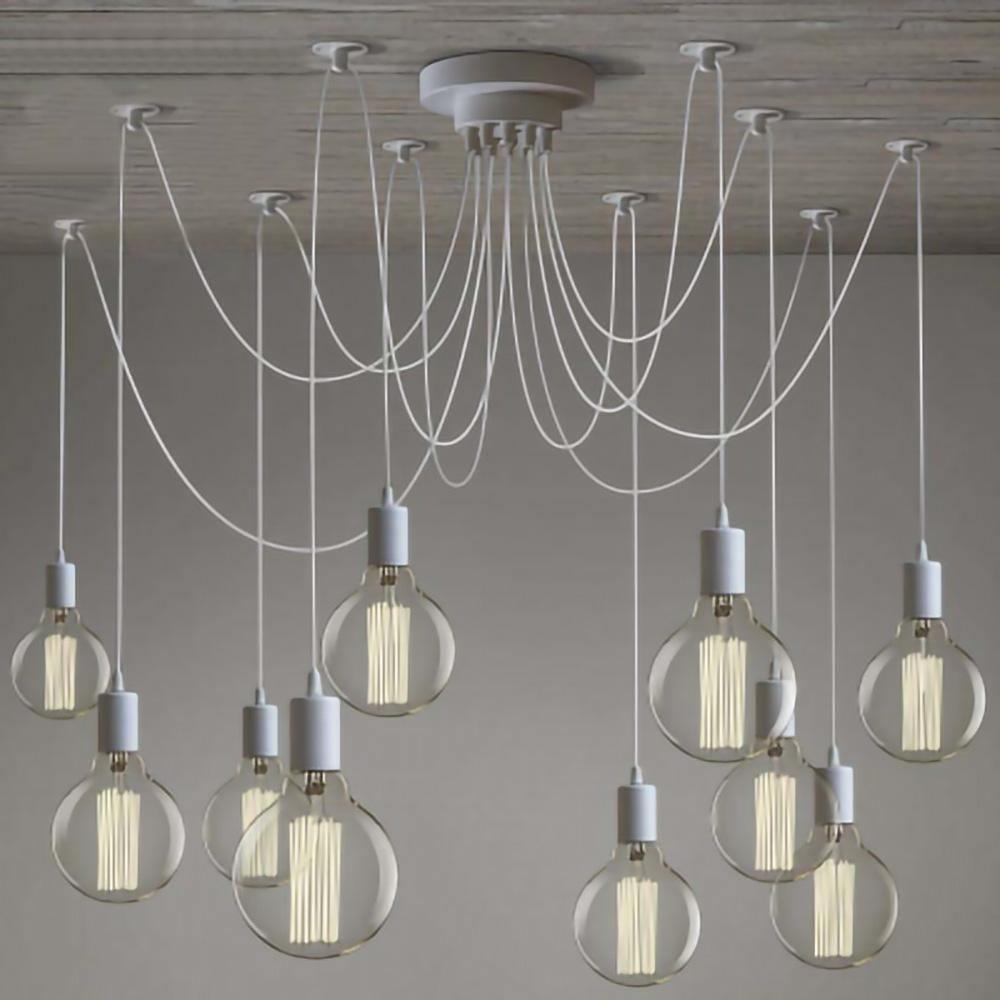 Silva Retro LED Kronleuchter Schwarz/Weiß Metall Wohnzimmer