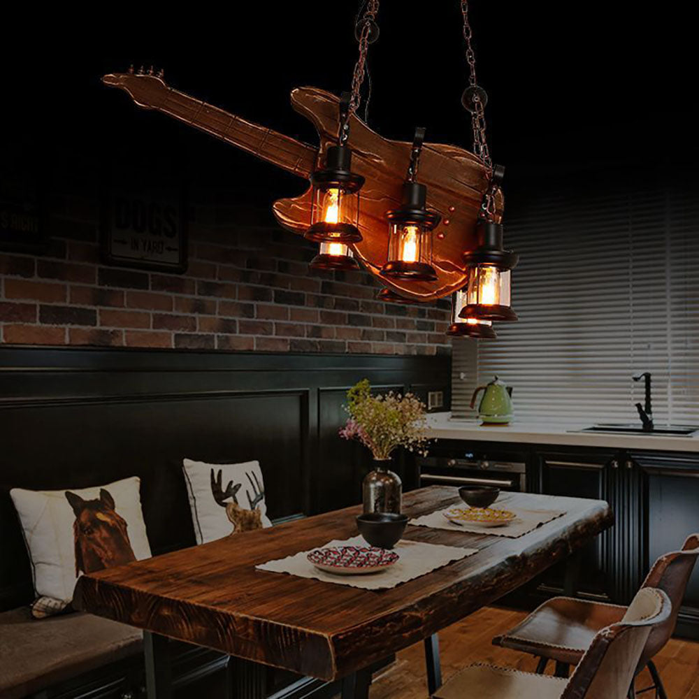 Epoch Farmhouse Pendelleuchte Guitar, Walnuss, Metall Holz