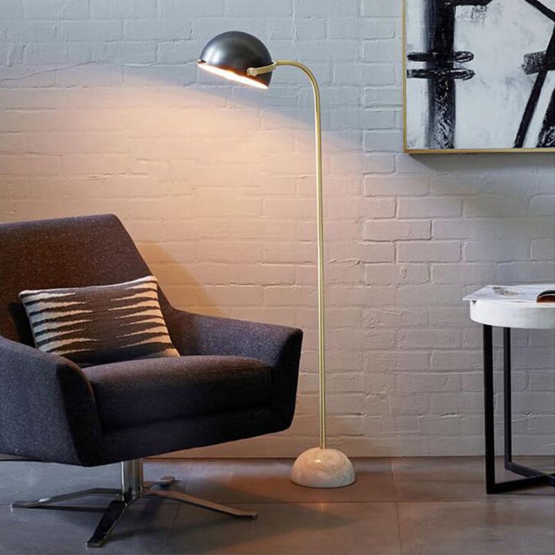 Arisha Retro/Minimalistisch Stehleuchte Schwarz, Schlafzimmer, Metall/Marmor