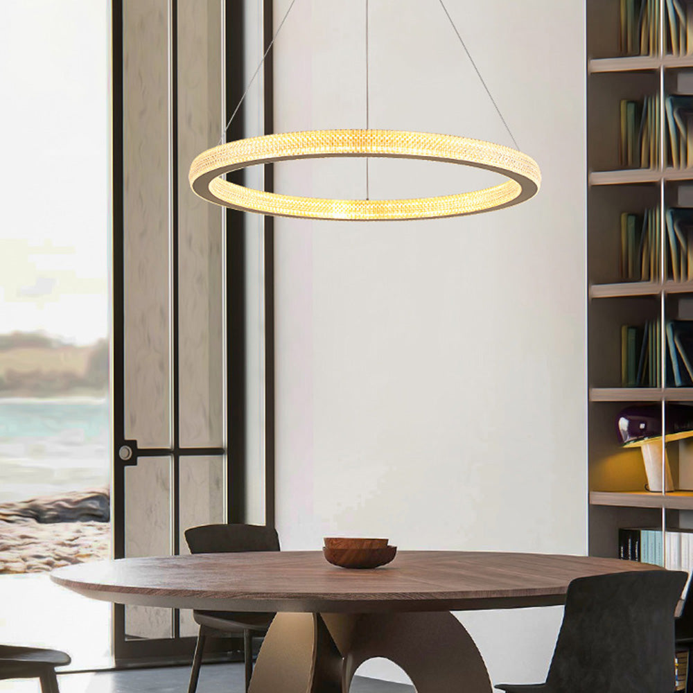 Kristy Modern Ring LED Kronleuchter Gold Wohn/Schlafzimmer Metall-Letslighting
