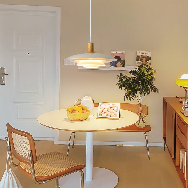 Valentina Moderne LED Pendelleuchte Weiß Holz Metall Schlafzimmer