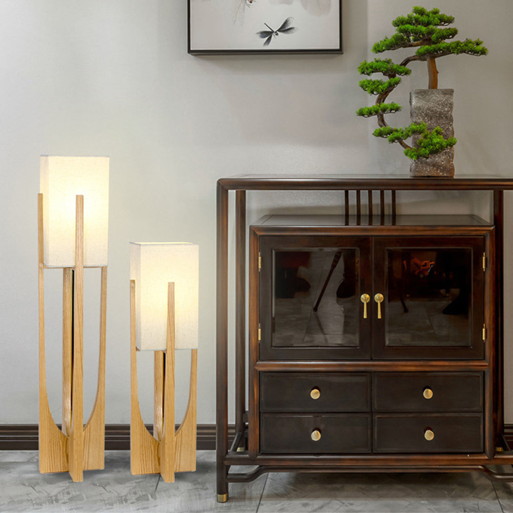 Muto Design LED Stehlampe Holzfarbe Wohn/Arbeits/Schlaf/Esszimmer Holz&Stoff