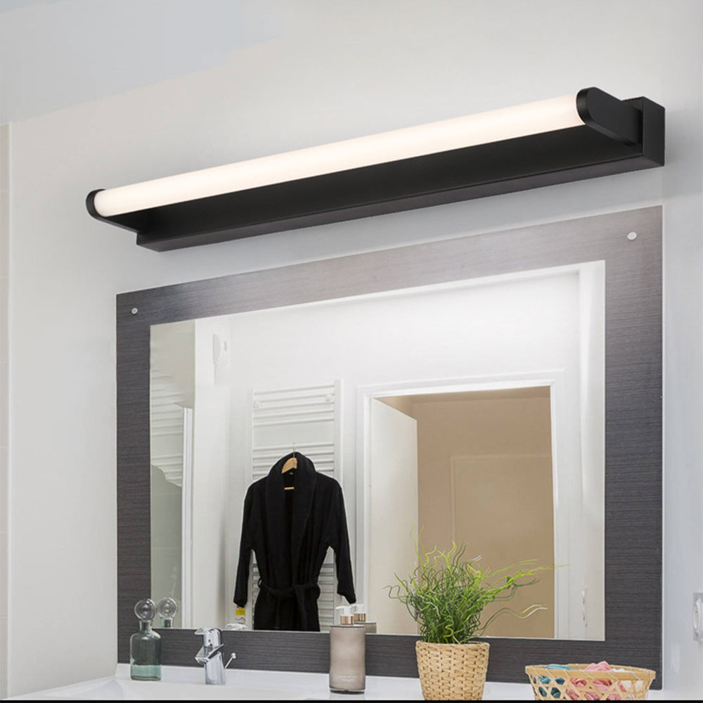 Arisha Minimalistische Lineare Zylindrische Metall/Acryl Wandleuchte, Schwarz, Badezimmer