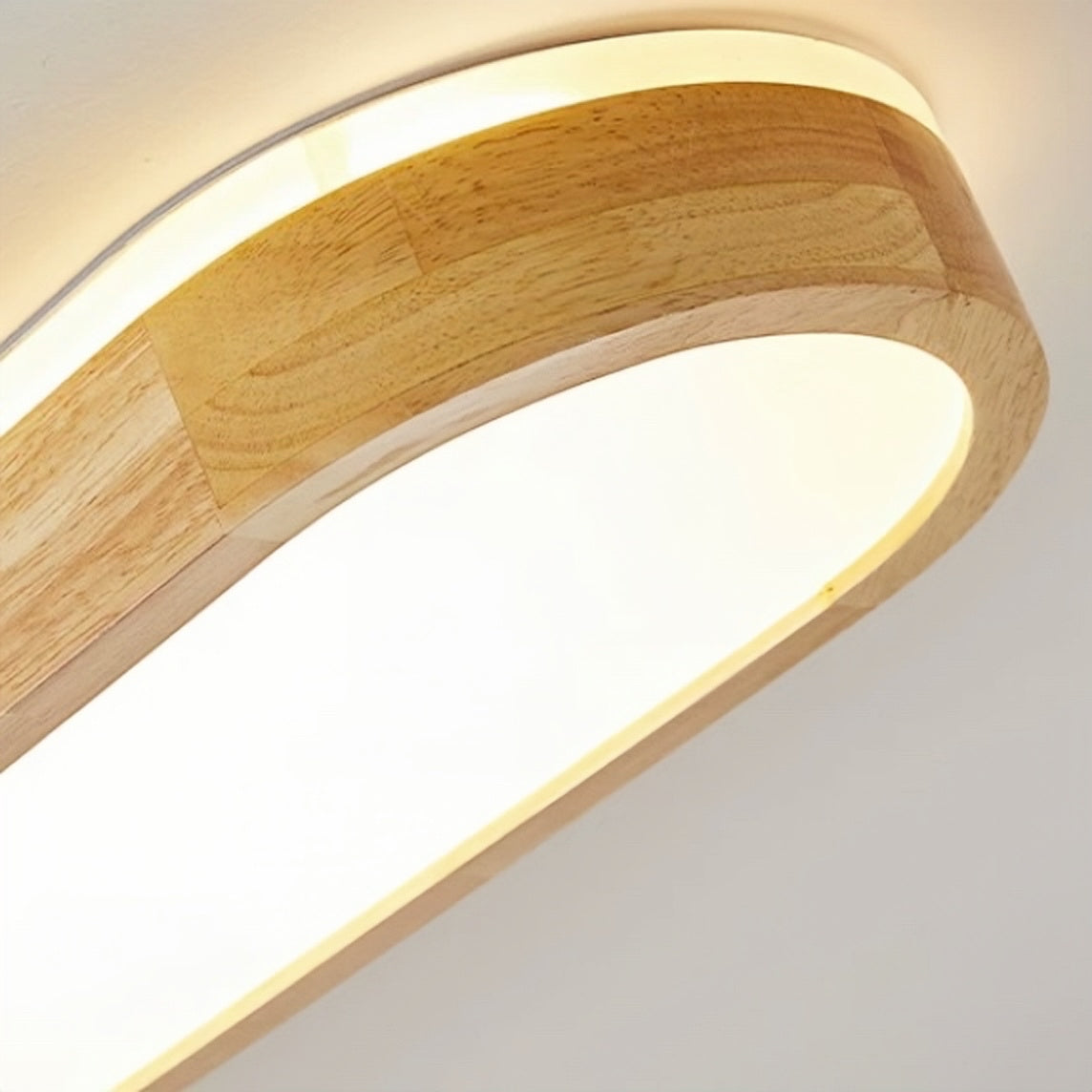 Muto Modern Oval LED Deckenleuchte Holz Wohn/Schlafzimmer Holz&Acryl 65/90/120CM Lang