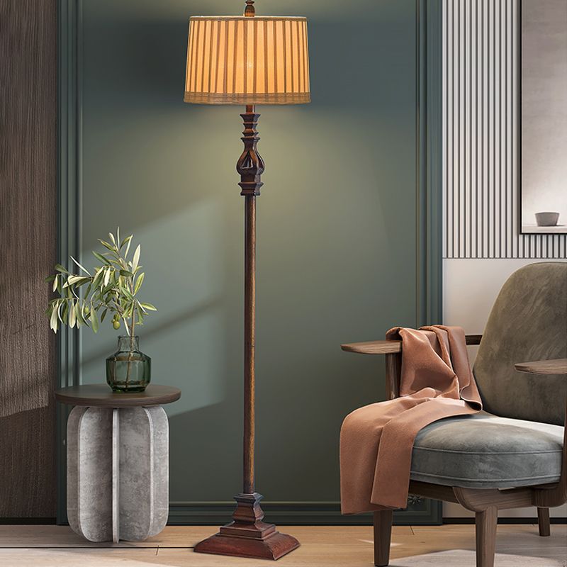 Arisha Vintage Stehlampe Braun, Wohnzimmer, Harz Stoff