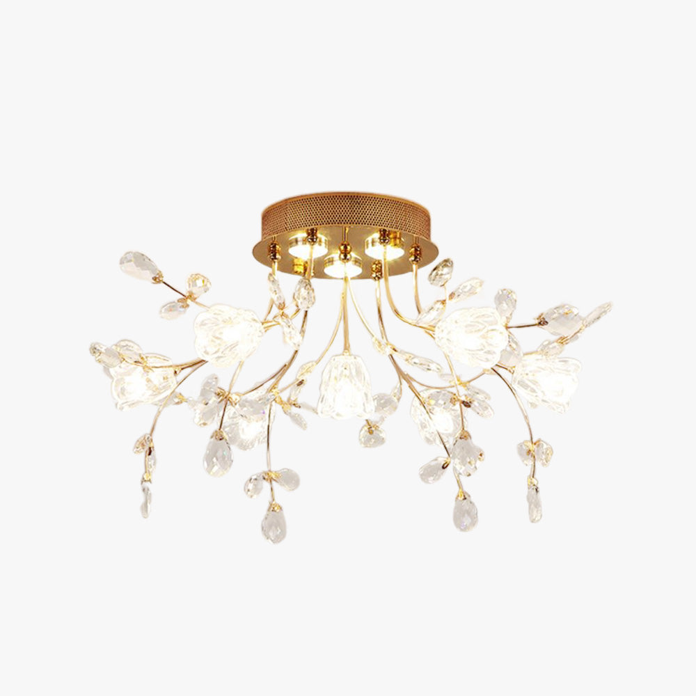 Kristy Deckenleuchte Blume Design LED Gold Wohn/Schlaf/Kinderzimmer Flur Glas