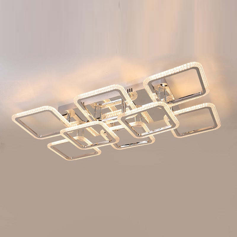Arisha Design Luxus Quadrat LED Deckenleuchte Metall Acryl Wohnzimmer Schlafzimmer Esszimmer