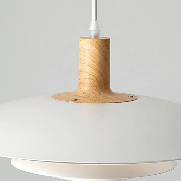 Valentina Moderne LED Pendelleuchte Weiß Holz Metall Schlafzimmer