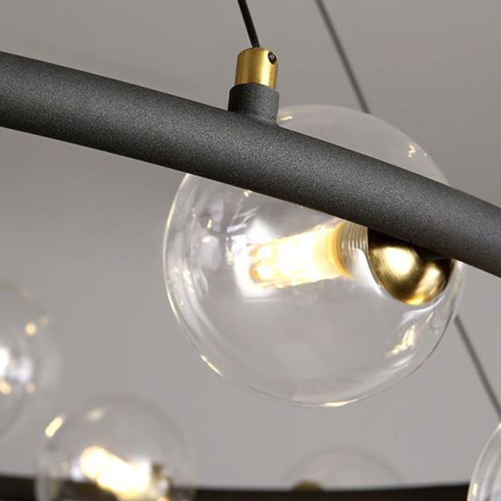 Valentina Modern Glaskugel LED Kronleuchter Gold/Schwarz Esstisch/Wohnzimmer Metall mit 3 größrn