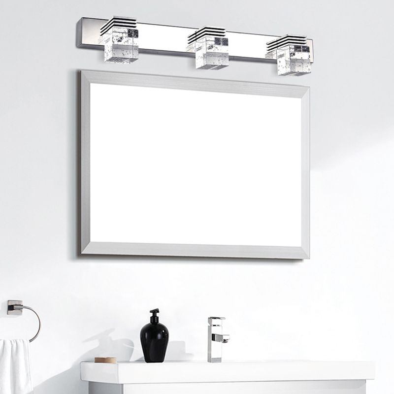 Arisha Modern Quadratisch LED Wandleuchte Silber Schlaf/Badezimmer Metall Kristall