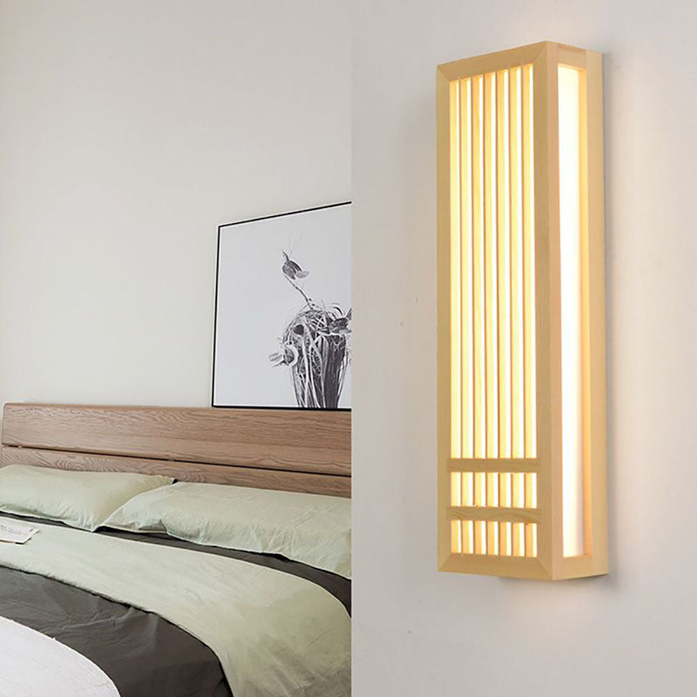 Muto Modern LED Wandleuchte Rechteckig Holz Schlaf/Wohnzimmer Holz&Acryl