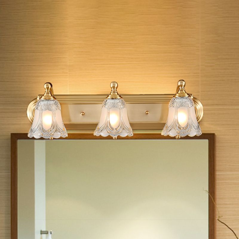 Arisha Moderne Blume LED Wandleuchte Gold Badezimmer Metall Kristall Größen 45 / 61 cm
