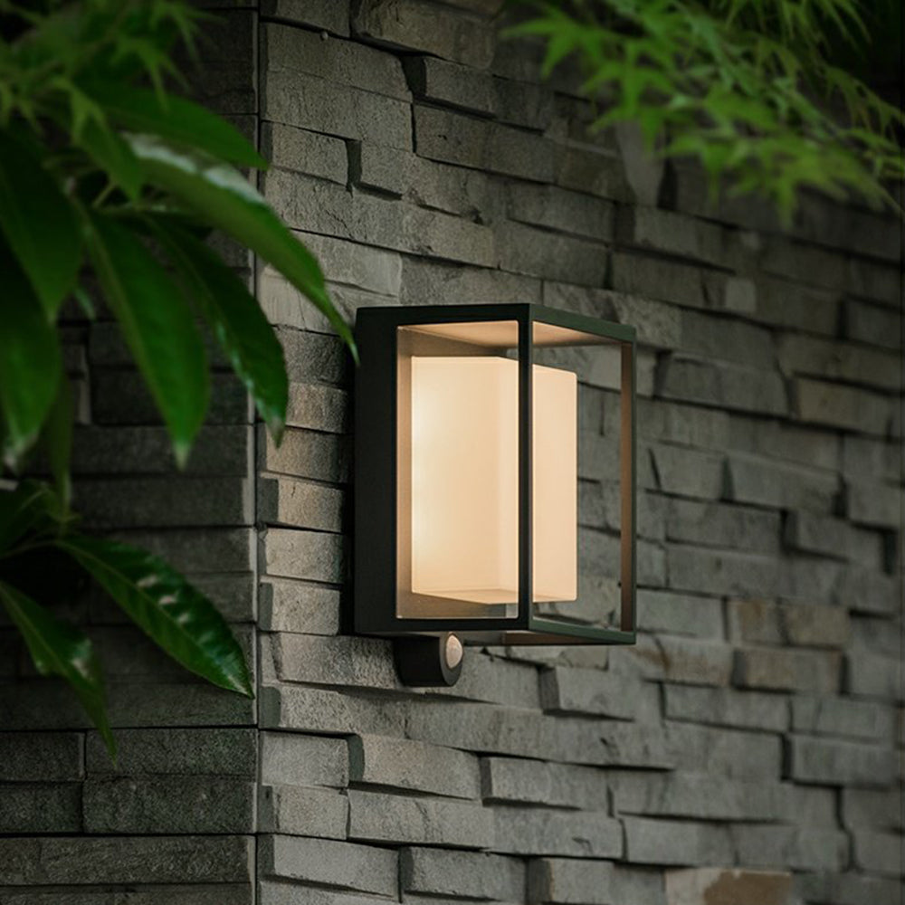 Ray Modern Rechteckig LED Außenwandleuchte Schwarz Flur/Garten Acryl Sensor Solar