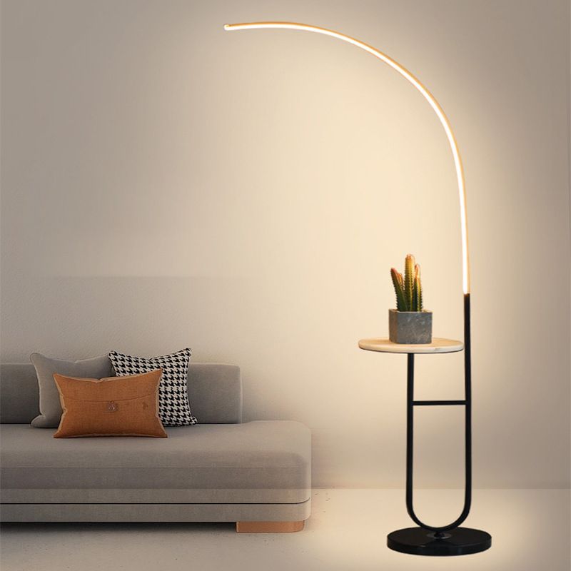 Arisha Modern Linear Stehlampe, Marmor/Acryl, Schwarz, Schlafzimmer