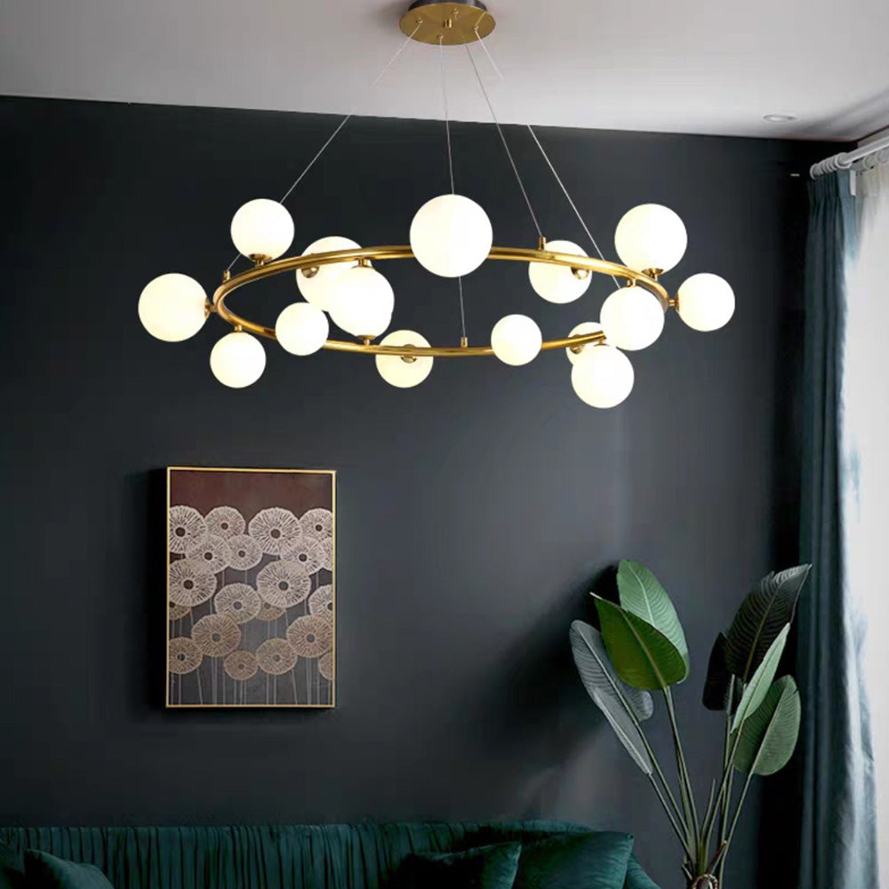 Valentina Modern Glaskugel LED Kronleuchter Gold/Schwarz Esstisch/Wohnzimmer Metall mit 3 größrn