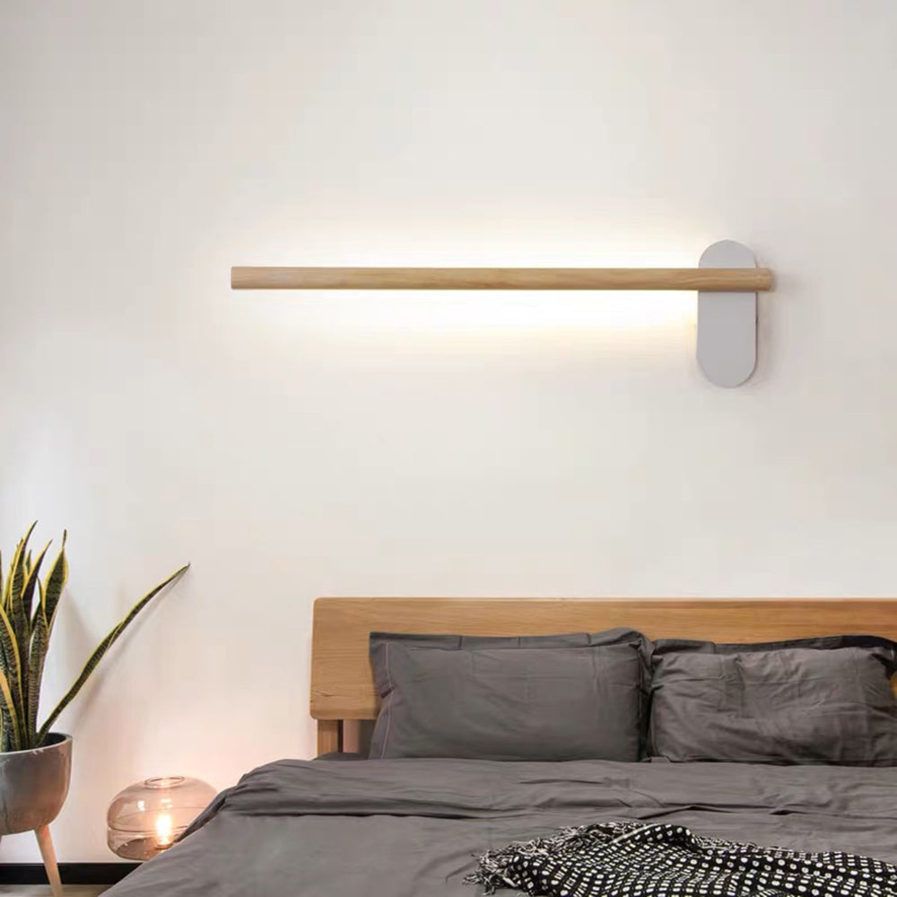 Muto Moderne Lineare LED Wandleuchte Holz Schlaf/Wohnzimmer Holz Größen 40cm 50cm 60cm