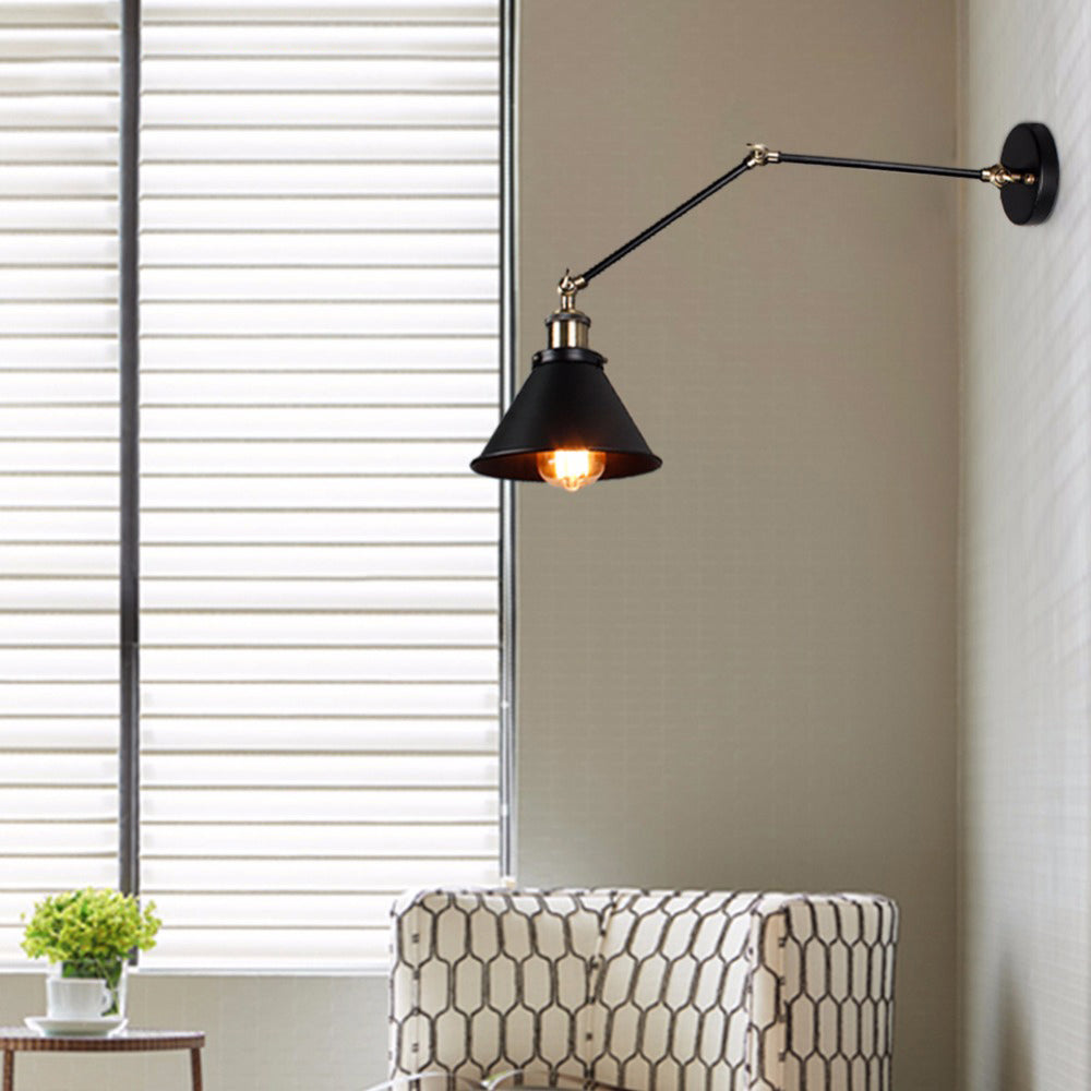 Silva Retro Industrielle Wandleuchte LDE Schwarz, Schlafzimmer