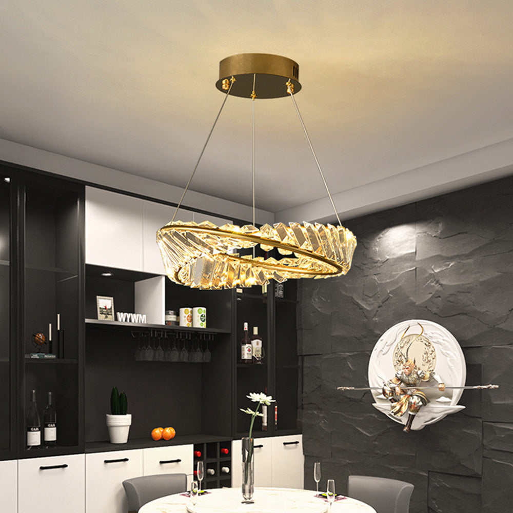 Kristy Kronleuchter luxuriös Rund LED Gold Glas Schlaf/Wohnzimmer-Letslighting